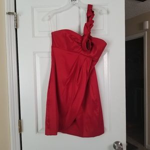 Red one shoulder dress